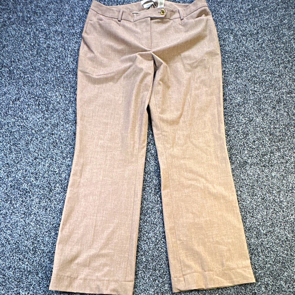 Calvin Klein Modern Fit Brown Straight Leg Dress Pants Flat Front Stretch 10